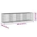 gabionkurv med cover 400x100x100 cm galvaniseret jern