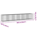 gabionkurv med cover 600x100x100 cm galvaniseret jern
