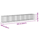 gabionkurv med cover 650x100x100 cm galvaniseret jern