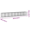 gabionkurv med cover 800x100x100 cm galvaniseret jern