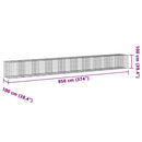 gabionkurv med cover 950x100x100 cm galvaniseret jern