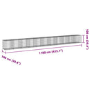 gabionkurv med cover 1100x100x100 cm galvaniseret jern