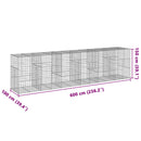 gabionkurv med cover 600x100x150 cm galvaniseret jern