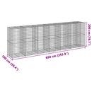 gabionkurv med cover 650x100x200 cm galvaniseret jern