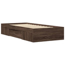 sengeramme 90x200 cm uden madras konstrueret træ brunt eg