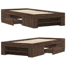 sengeramme 90x200 cm uden madras konstrueret træ brunt eg