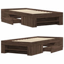 sengeramme 90x190 cm uden madras konstrueret træ brunt eg