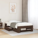 sengeramme 90x190 cm uden madras konstrueret træ brunt eg