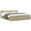 sengeramme med sengegavl 200x200 cm konstrueret træ sonoma-eg