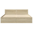 sengeramme med sengegavl 200x200 cm konstrueret træ sonoma-eg