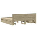 sengeramme med sengegavl 200x200 cm konstrueret træ sonoma-eg
