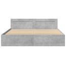 sengeramme med sengegavl 200x200 cm konstrueret træ betongrå