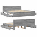 sengeramme med sengegavl 180x200 cm konstrueret træ grå sonoma