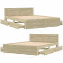 sengeramme med sengegavl 150x200 cm konstrueret træ sonoma-eg