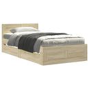 sengeramme med sengegavl 100x200 cm konstrueret træ sonoma-eg