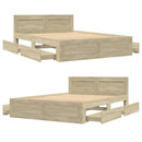 sengeramme med sengegavl 135x190 cm konstrueret træ sonoma-eg