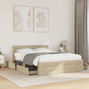 sengeramme med sengegavl 135x190 cm konstrueret træ sonoma-eg