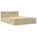 sengeramme med sengegavl 120x190 cm konstrueret træ sonoma-eg