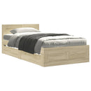 sengeramme med sengegavl 90x190 cm konstrueret træ sonoma-eg