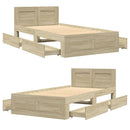 sengeramme med sengegavl 75x190 cm konstrueret træ sonoma-eg