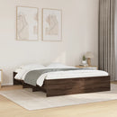 sengeramme 150x200 cm uden madras konstrueret træ brunt eg