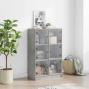 skab med låger 68x37x109 cm konstrueret træ betongrå