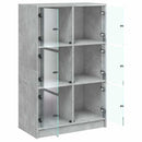 skab med låger 68x37x109 cm konstrueret træ betongrå