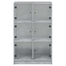 skab med låger 68x37x109 cm konstrueret træ betongrå
