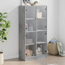 skab med låger 68x37x142 cm konstrueret træ betongrå