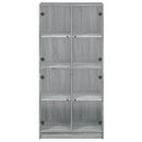 skab med låger 68x37x142 cm konstrueret træ grå sonoma-eg