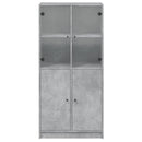 skab med låger 68x37x142 cm konstrueret træ betongrå
