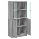 skab med låger 68x37x142 cm konstrueret træ grå sonoma-eg