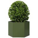 plantekasse 69x60x45 cm sekskantet stål olivengrøn