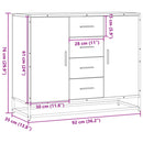 skab 92x35x76 cm konstrueret træ røget egetræsfarve