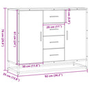 skænk 92x35x76 cm konstrueret træ grå sonoma-eg