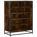 skoskab 75x38x97,5 cm konstrueret træ og metal røget egetræ