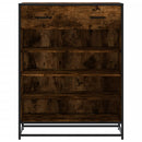 skoskab 75x38x97,5 cm konstrueret træ og metal røget egetræ