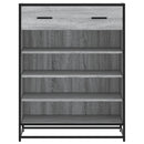 skoskab 75x38x97,5 cm konstrueret træ og metal grå sonoma-eg