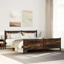 sengeramme uden madras 200x200 cm metal røget egetræsfarve