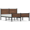 sengeramme uden madras 150x200 cm metal brun egetræsfarve