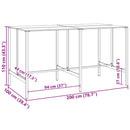 barbord 200x100x110 cm pulverlakeret stål sort