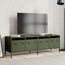 tv-bord 135x39x43,5 cm koldvalset stål olivengrøn'