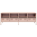 tv-bord 135x39x43,5 cm koldvalset stål lyserød