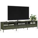 tv-bord 202x39x43,5 cm koldvalset stål olivengrøn'