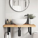væghængt badeværelseshylde stål og massivt akacietræ