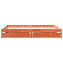 sengeramme uden madras 135x190 cm massivt fyrretræ brun
