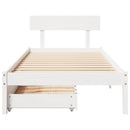 sengeramme uden madras 75x190 cm massivt fyrretræ hvid