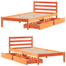 sengeramme uden madras 75x190 cm massivt fyrretræ gyldenbrun