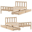 sengeramme uden madras 90x190 cm massivt fyrretræ