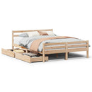 sengeramme uden madras 135x190 cm massivt fyrretræ hvid